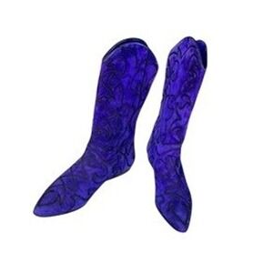 Susan Bennis Warren Edwards Purple Suede Cowboy Boots Western Embroidered Size 7